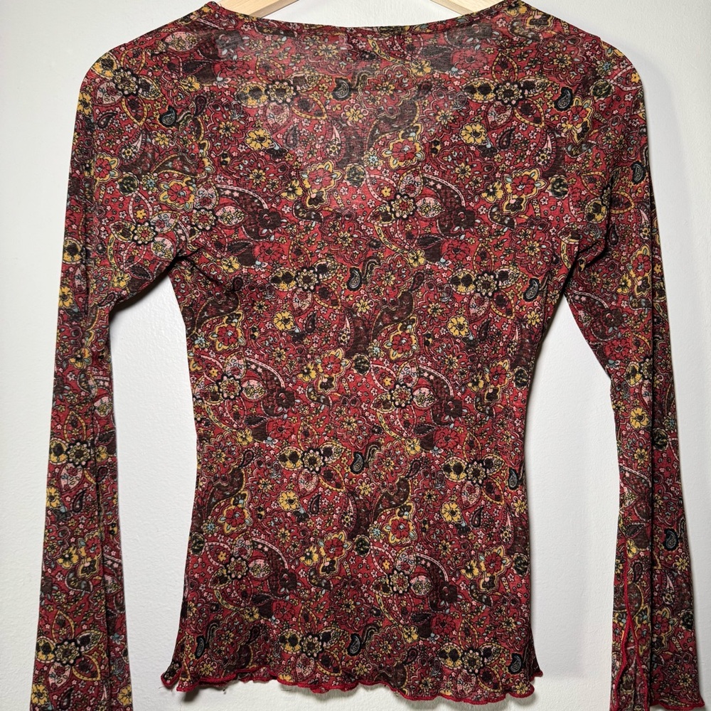 Vintage 90s y2k self esteem Paisley Flower long sleeve blouse Small - Picture 5 of 6